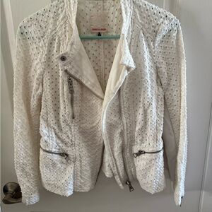 Rebecca Taylor White Textured Eyelet Jacket Sz 2